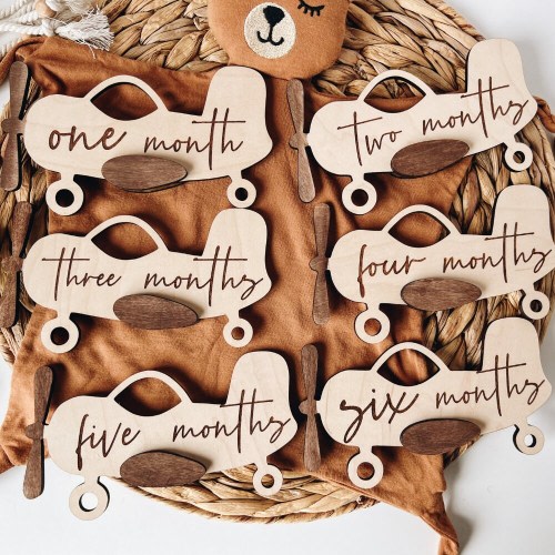 Airplane Milestone Markers: Engraved Wood, Baby Photo Prop, Baby Hospital Gift, New Baby gift, Baby Shower Gift, Fresh 48 Hour photos