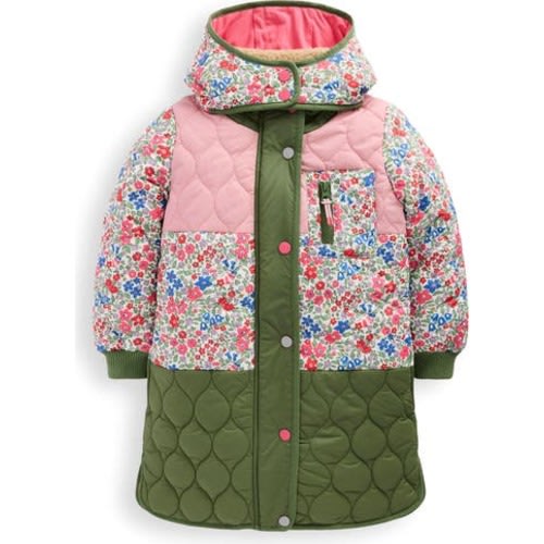 Kids' Mixed Print Onion Quilted Longline Coat, 3-4Y