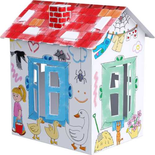 Cardboard house playhouse country house My Little Farm medium house made of cardboard to build and color 28 x 22 x 40 cm