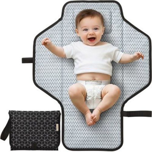 KeaBabies Flex Portable Changing Pad for Baby, Travel, Foldable Large Waterproof Baby Diaper Changing Mat for Diaper Bag (Black Geo)