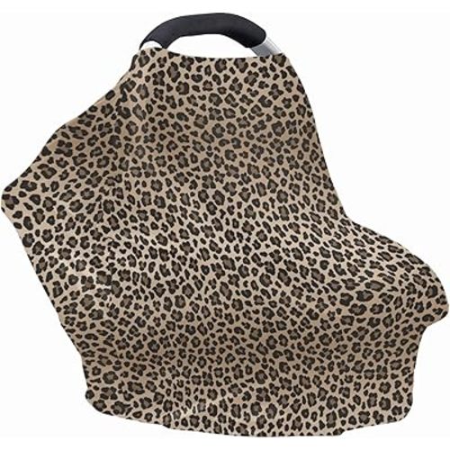 Forchrinse Leopard Cheetah Animal Print Baby Car Seat Canopy for Boys Girls - Soft Nursing Breastfeeding Cover Stroller Cover Baby Car Seat Cover