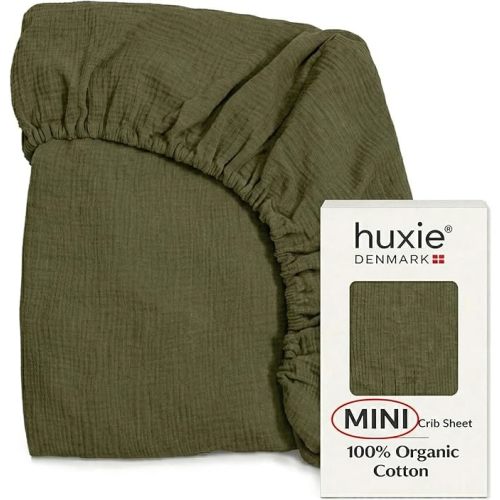 Mini Crib Sheets - Organic Cotton Muslin Fitted MINI 24"x 38" Crib Sheet for Pack and Play - Ultra-Soft and Breathable for Boys (Mini Sage Green)
