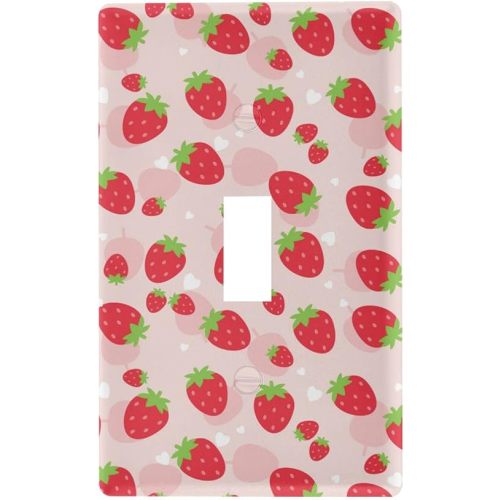Toggle Light Switch Cover Unbreakable Cute Kawaii Strawberry Wall Plate Cover, Decorative Cover Standard Size 1 Gang 4.53" x 2.76" Screws Included - 1 Pack
