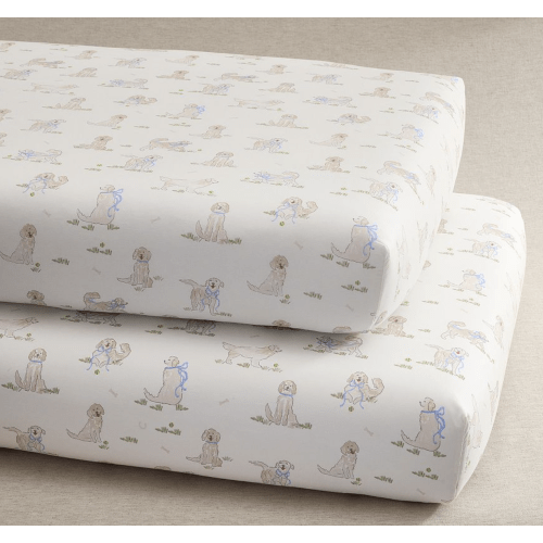 Puppy Organic Crib Fitted Sheet - Set of 2