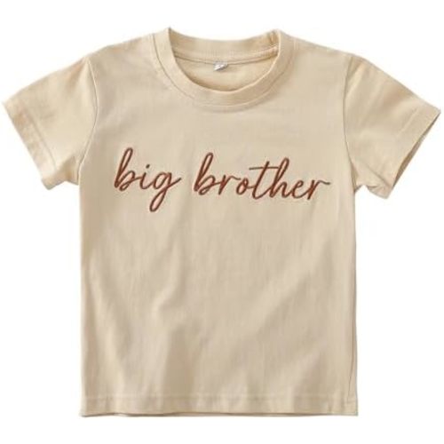 Big Brother T Shirt for Toddler Boy Announcement T-Shirt Sibling Reveal Embroidery Outfit Clothes 1t-5t