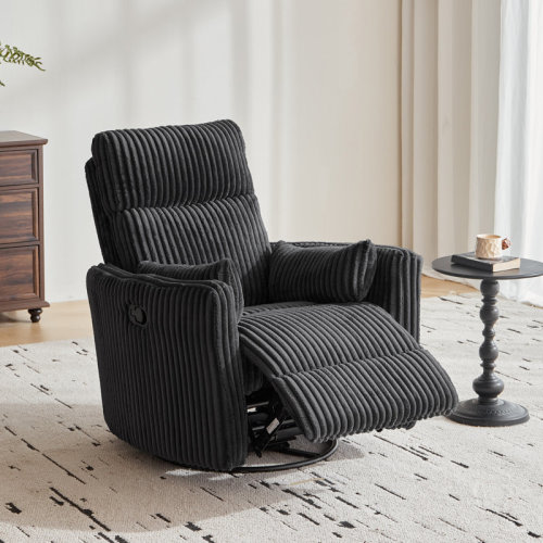 Ebern Designs Sherry Modern Swivel Glider Recliner with Adjustable Backrest & Footrest, Plush Corduroy Upholstery & Reviews | Wayfair