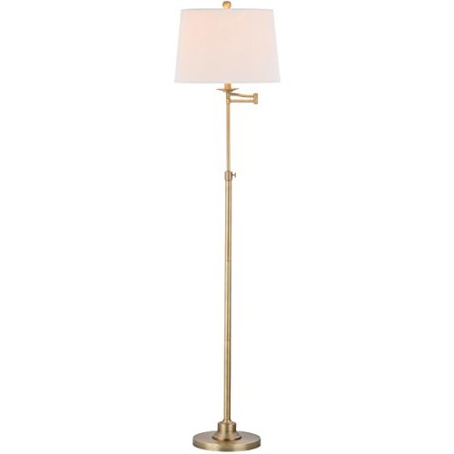 SAFAVIEH Lighting Collection Nadia Traditional Farmhouse Swivel Swing Arm Gold 64-inch Adjustable Height Living Room Bedroom Home Office Standing Floor Lamp (LED Bulb Included)