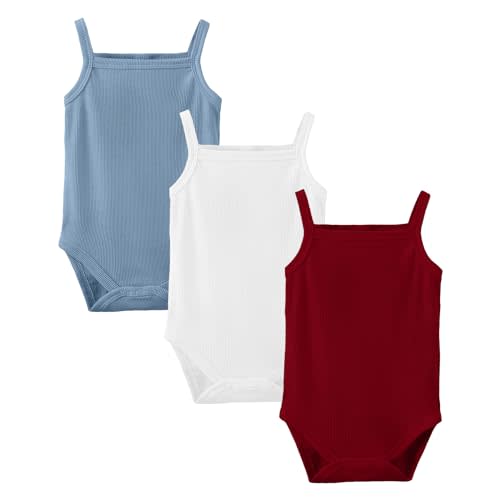 OPAWO Onsies for Baby Girls' Bodysuits 3 Pack Neutral Baby Clothes Spaghetti Strap & Long Sleeve Fall Baby Undershirt 0-2T