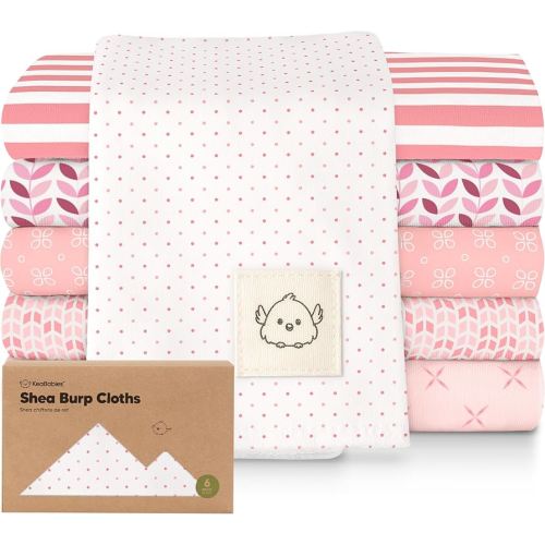 Organic Burp Cloths Baby Boy, Girl - 6-Pack Large Cotton Burping Cloths for Babies, Spit Up Rags, Super Absorbent, Ultra Soft Newborn Rag, Gender Neutral, Machine Washable, Durable (Blush)