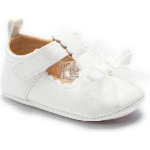 Amaris Bow Baby Shoes, White - Tulleen | Maisonette