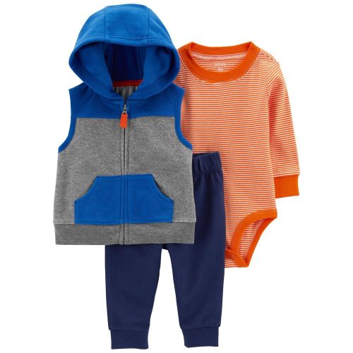 3-Piece Little Vest Set - 12M - Blue/Grey