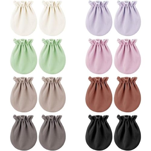 BQUBO Newborn Infant Toddler Mittens No Scratch Cotton Elastic Wrist Gloves Hypoallergenic for 0-6 Months Baby Boys Girls