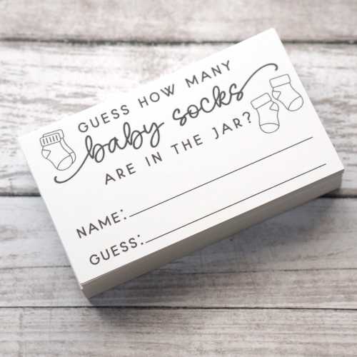 Guess How Many Socks are in the Jar Cards | Baby Socks Shower Guessing Game - Printed Card Size 3.5 x 2 Inches - Pack of 50
