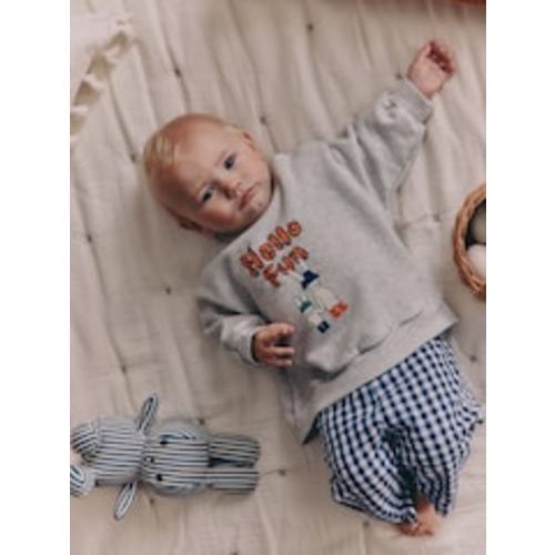 Buy Blue Check Hello Fun Sweatshirt and Trousers Baby Set (0mths-2yrs) from Next USA