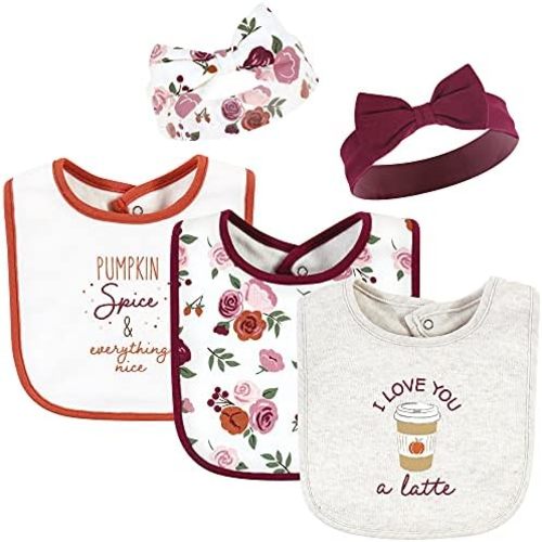 Hudson Baby Unisex BabyCotton Bib and Headband or Caps Set