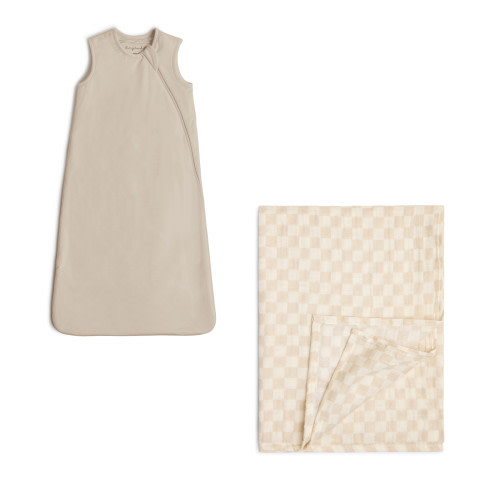 Tiny Kind Swaddle Blanket & Sleep Bag Set - Oat Check, Small
