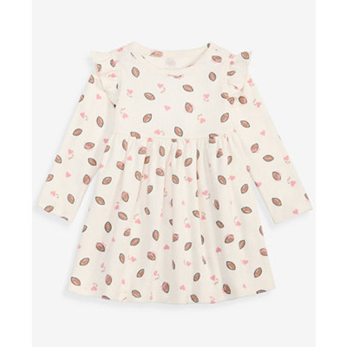 Baby Girls' 0M-24M Long-Sleeve Football-Print Dress, Macy's Exclusive