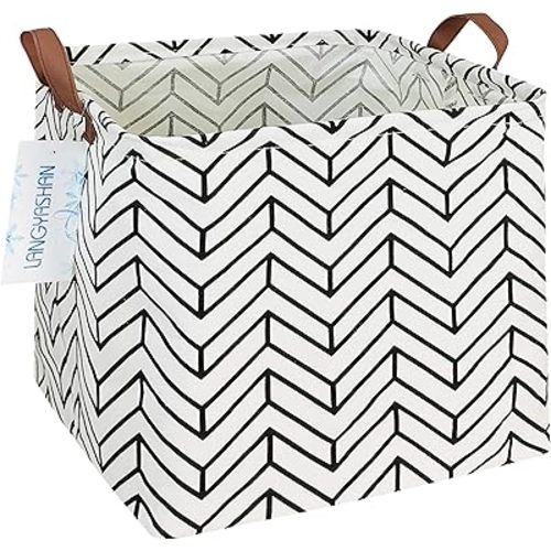 Square Storage Baskets Children Shelves Gift Toy Organizer Room Geometric | Laundry Hamper Collapse Canvas with Handles for Organizing Home Kitchen Children Toys Office Closet Shelf