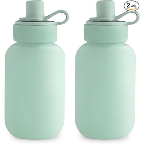 mushie Silicone Puree Pouch 2-Pack | 5 oz Reusable Baby Food Pouches (Cambridge Blue)