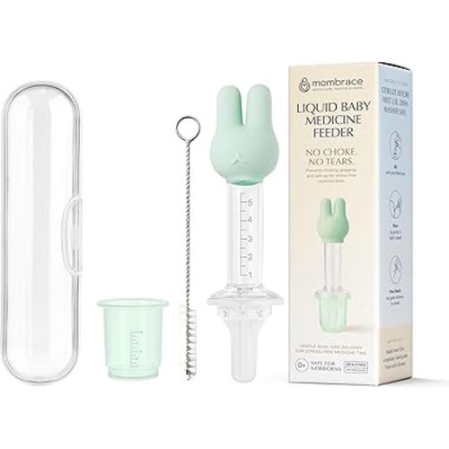 Baby Medicine Syringe & Feeder Kit, 5 mL Oral Medicine Dispenser | Dual-Sided Cheek Delivery | BPA-Free Silicone, SGS Tested | for Infants & Toddlers, with Measuring Cup & Cleaning Brush