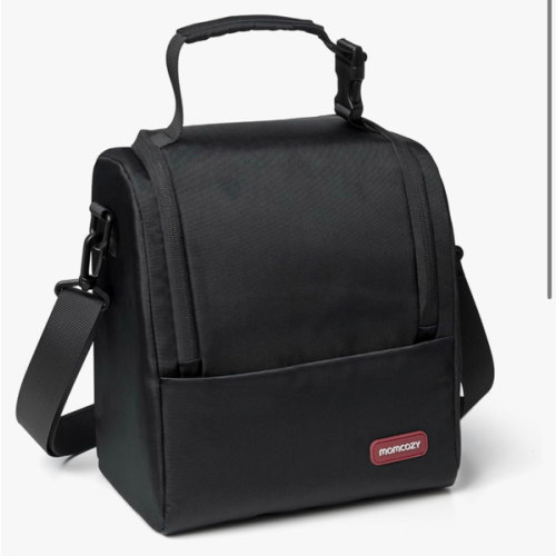 Momcozy Insulated Baby Bottle Bag, Multi-Function Breastmilk Cooler Bag, Fits 6 Baby Bottles Up to 9oz, with Strap and PP Compartment, Baby Bottle Cooler Bag for Nursing Mom Daycare, Black