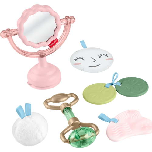 Fisher-Price Mini Me Moments Self-Care Sensory Set, 6-Piece Baby Rattle & Teether Toys