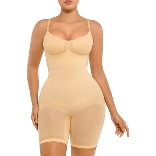 FeelinGirl Shapewear Bodysuit Tummy Control Seamless Sculpting Hip Enhancer Body Shaper for Women