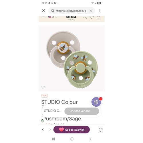 STUDIO Colour Pacifiers 2 Pack Bumblebee - Mushroom/Sage – Bibsworld store US