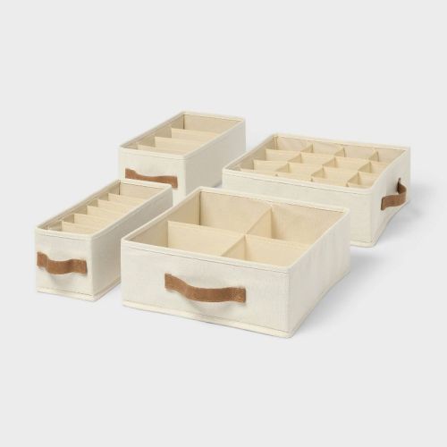 4pk 2 Medium/2 Small Clothing Storage Bins with Dividers - Brightroom™