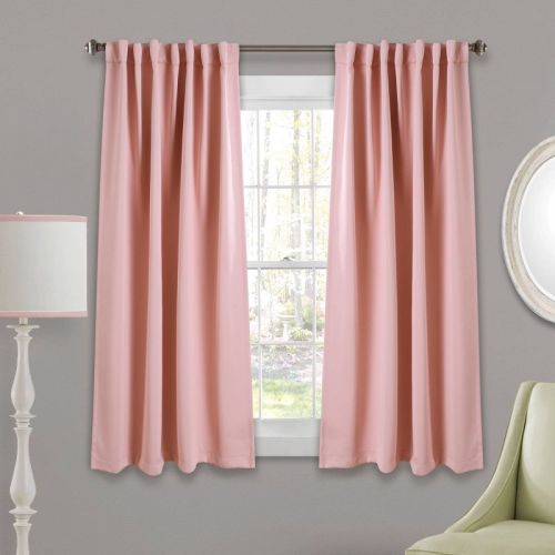 63"x52" Insulated Back Tab Blackout Window Curtain Panels Pink - Lush Décor: Energy Efficient, Noise Reduction, Thermal Insulated