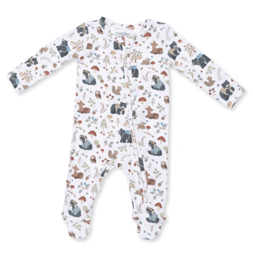 2 Way Zipper Footie - Southern Woodland Animals - Green