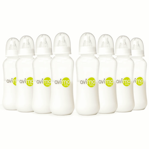 Avima Anti Colic 10 oz Baby Bottles for Infants & Newborns, BPA Free, Medium Flow Nipples (Set of 8)