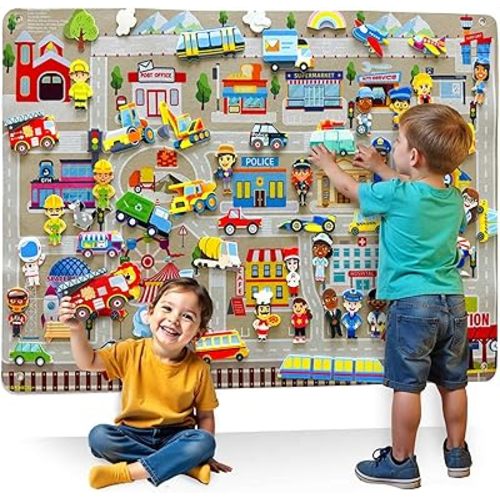 QUOKKA City Felt Board for Kids 3-5 Years Old - Social Emotional Preschool Learning Activities for Ages 3-5 - Educational Flannel Toy Speech Therapy Gift