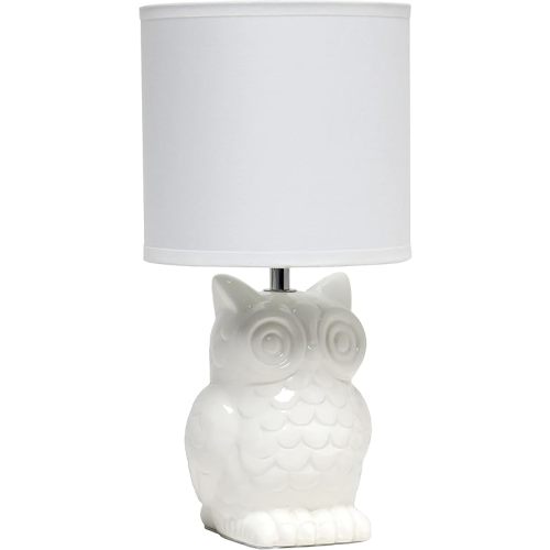 Simple Designs LT1136-OFF 12.8" Tall Contemporary Ceramic Owl Bedside Table Desk Lamp w Matching Fabric Shade for Home Decor,Bedroom, Nightstand, Living Room, Entryway, Kids' Room, Nursery, Off White