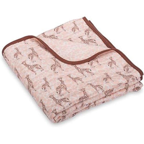 LollyBanks Muslin Baby Blanket 100% Cotton, Muslin Quilt Lightweight, 6 Layers Soft Blanket Neutral, 47"x 47" Toddler Blankets for Girls and Boys, Nursery Receiving Blankets (Giraffe Print)