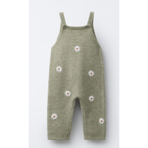 DAISY EMBROIDERED LONG OVERALLS - Light green | ZARA United States