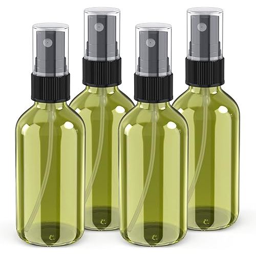 Wedama 4 oz Mini Glass Spray Bottles, (4 Pack Olive Green)