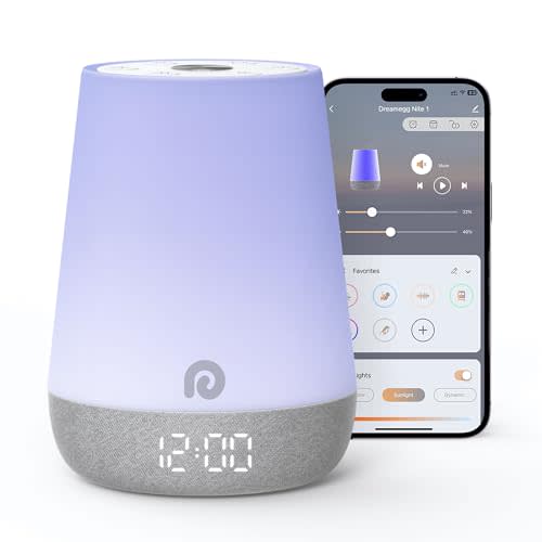Dreamegg Nite 1 - Baby Sound Machine, Sleep Trainer, Night Light for Kids, Ok to Wake Alarm Clock, 34 Soothing Sounds, App Control, White Noise Sound Machine for Baby Kids Toddler Nursery(Cozy Xmas)