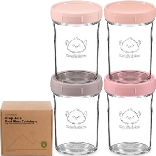 4pk Prep Baby Food Storage Containers, 8 oz Leak-Proof, BPA Free Glass Baby Food Jars for Feeding