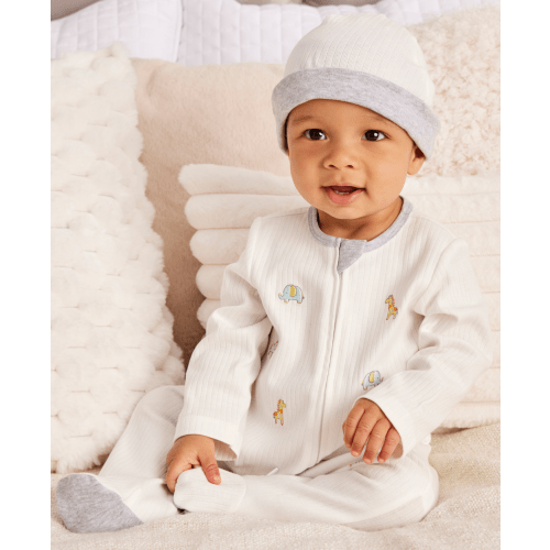 Safari 2-Way-Zip Footed One-Piece & Hat
