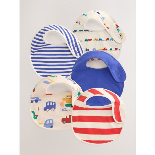 Red/Blue Transport Baby Bibs 5 Pack - Size One