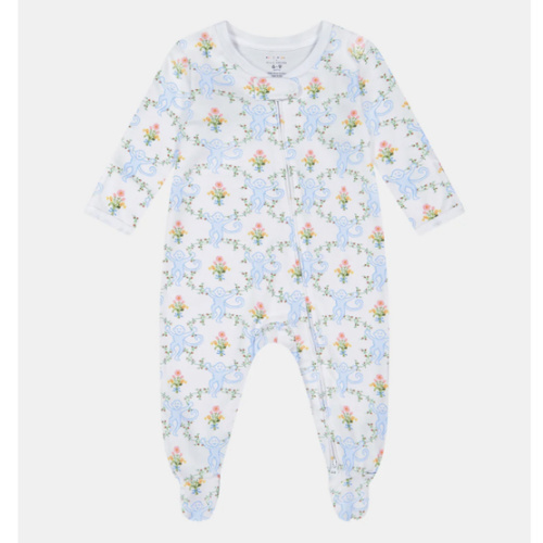 Roller Rabbit x Hill House Infant Zipper Footie - Blue Floral Monkey T – Hill House Home