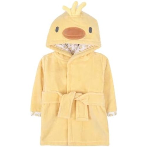 Baby Essentials Unisex Baby Plush Animal Face Bathrobe Hooded with Tie Closure for Newborns and Infants 0-9 Months