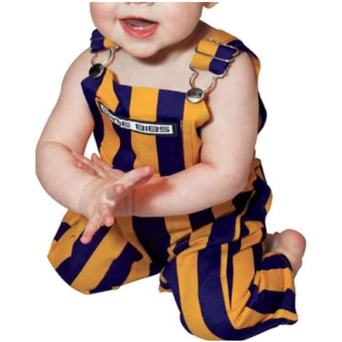 Game Bibs Baby Purple & Gold Overall Bibs