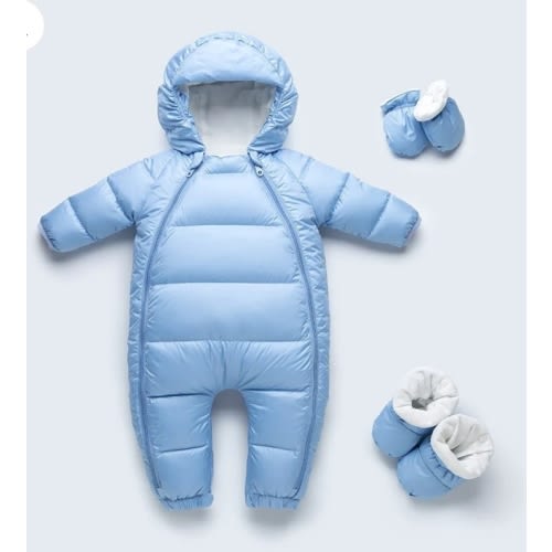 Baby Down Snowsuit - Newborn Winter Puffer Jumpsuit Hooded Bunting – Baby Sleep Better