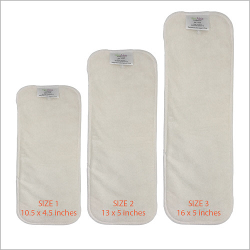 Bamboo Booster Inserts Soaker Pads for Cloth Diapers (3-pack)