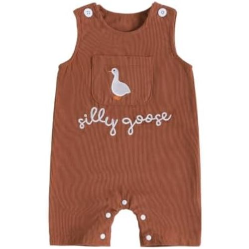 Toddler Baby Boy Girl Overalls Silly Goose Corduroy Romper Fall