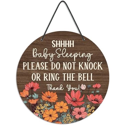 Putuo Decor Shh Baby Sleeping Door Sign for Front Door Kids Do Not Disturb Door Hanger Sign Kids Do Not Enter Sign Bedroom Baby is Sleeping Do Not Knock or Ring for Home Baby Room Kindergarten Decor