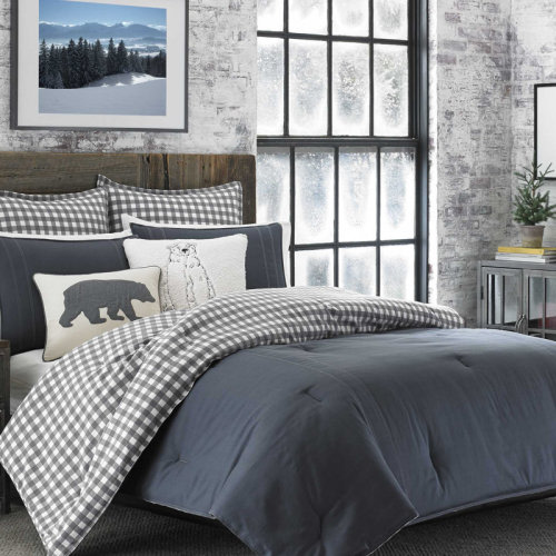 Eddie Bauer Kingston Navy Cotton Reversible Comforter Set & Reviews | Wayfair