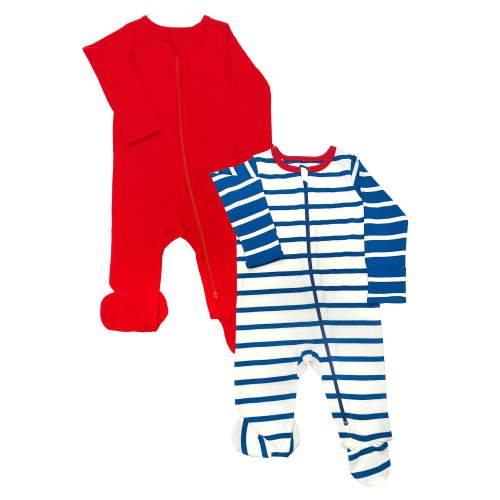 Wonder Nation Baby Gender Neutral Zip Front Footed Sleep N Play Pajamas, 2-Pack, Sizes Preemie-6/9 Months